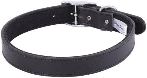 Collar Lthr Dlx Felt Lnd Plain 55cm Blk