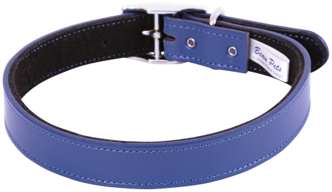 Collar Lthr Dlx Felt Lnd Plain 55cm Blue
