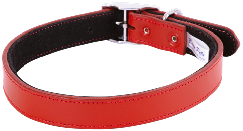 Collar Lthr Dlx Felt Lnd Plain 55cm Red