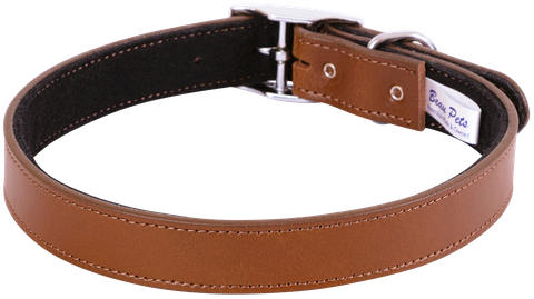 Collar Lthr Dlx Felt Lnd Plain 55cm Cogn