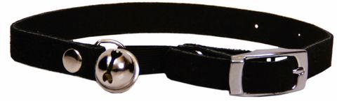 Collar Suede Cat Safety w/Bell Black
