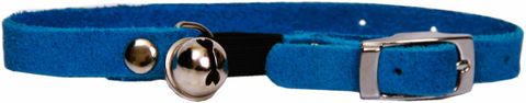 Collar Suede Cat Safety w/Bell Blue