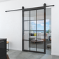 12-Lite Black Metal Barn Door Combo Kit