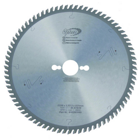 FINE TRIM SAW BLADE, 250MM DIAMETER X 80 TEETH