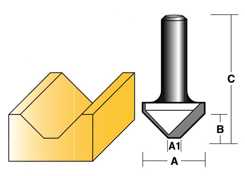 90 DEGREE V GROOVE BITS WITH FLAT  - CARBIDE TIPPED