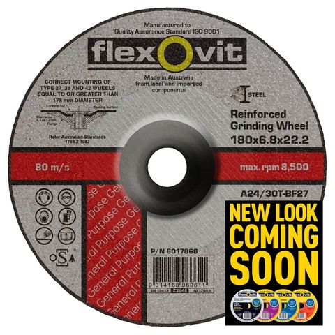 DISC GRIND METAL FLEXOVIT D/C 180MM 6.8X22MM