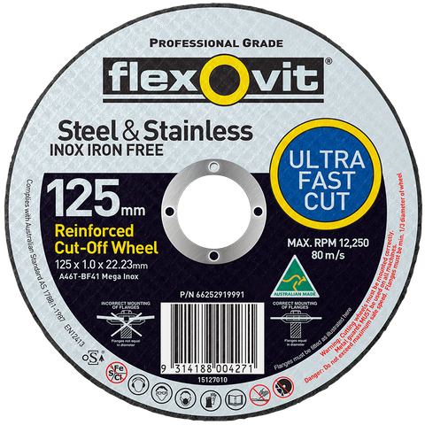 FLEXOVIT CUTTING DISC ULTRATHIN MEGA INOX 125MM