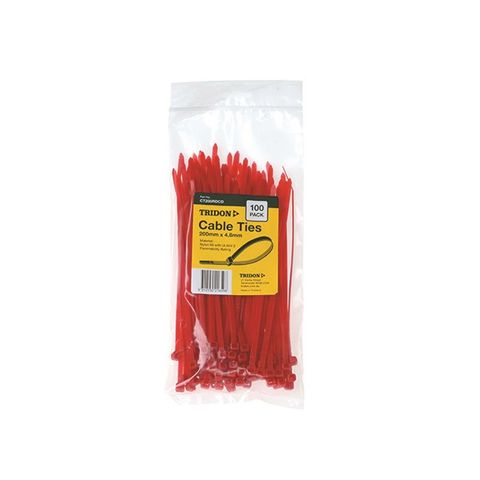 CABLE TIE PLS RED 200x5MM TRIDON (PK 100)