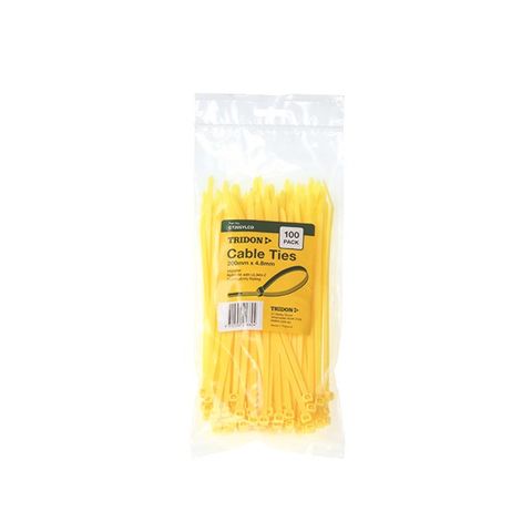 CABLE TIE PLS YELLOW 200x5MM TRIDON (PK 100)