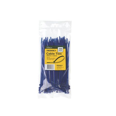 CABLE TIE PLS BLUE 200x5MM TRIDON (PK 100)