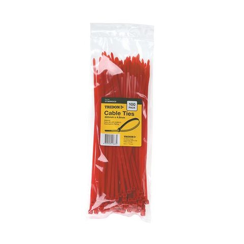 CABLE TIE PLS RED 300x5MM TRIDON (PK 100)