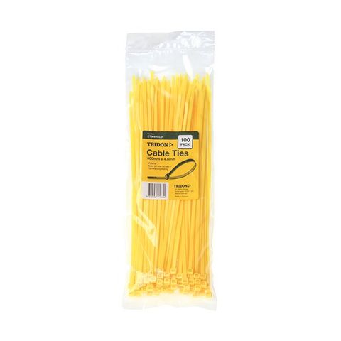 CABLE TIE PLS YELLOW 300x5MM TRIDON (PK 100)