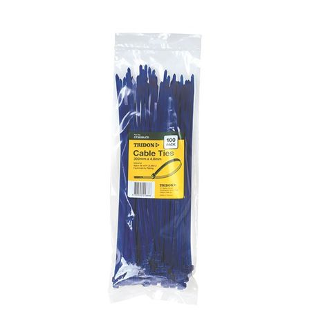 CABLE TIE PLS BLUE 300x5MM TRIDON (PK 100)