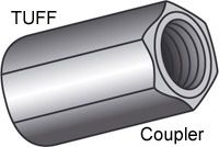 COUPLING HEX 20MM THREAD ROD GALV