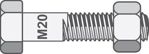 BOLT M20X65MM GALV GRADE 4.6 BOLTS  50 PER BOX