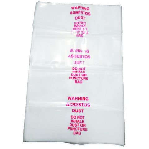 ASBESTOS BAG PRINTED 600LX900W CLR 200UM