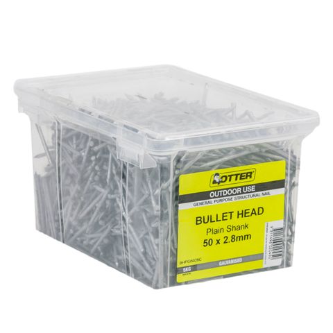 NAIL BULLET GALV  50X2.8MM  (5KG PAIL)