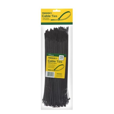 CABLE TIE PLASTIC BLACK 300X5MM (PACK 100)