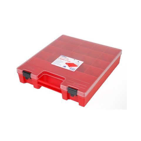 STORAGE CASE FISCHER 430x375x90MM RED W/ CLEAR LID