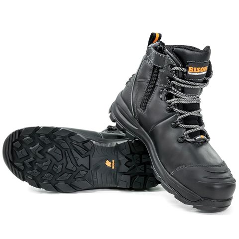 BOOT BISON XT ANKLE LACE UP ZIP BLACK 10.5