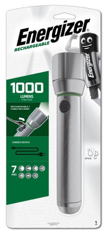 TORCH ENERGIZER METAL RECHARGEABLE 1000 LM