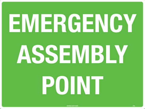 SIGN EMERGENCY ASSEMBLY POINT MTL 600X450MM