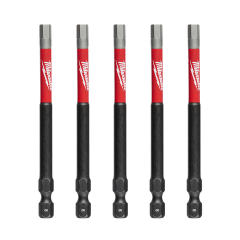 POWERBIT HEX 1/2" 6X89MM MILW SHOCKWAVE PK5
