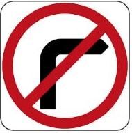 SIGN NO RIGHT TURN ALUM 600X600MM CL1