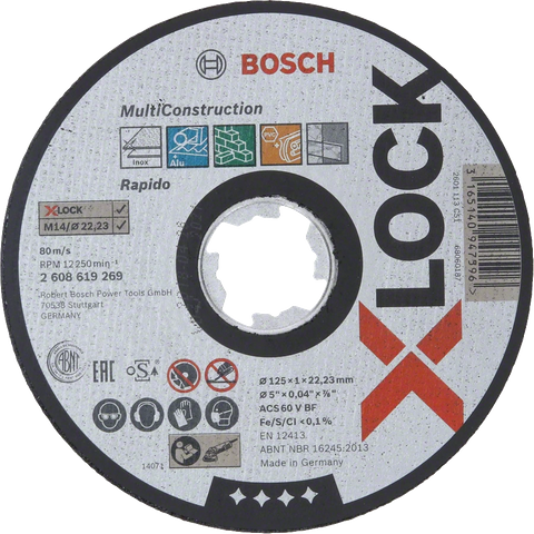 DISC CUT OFF BOSCH X-LOCK STRAIGHT MC 125X1MM