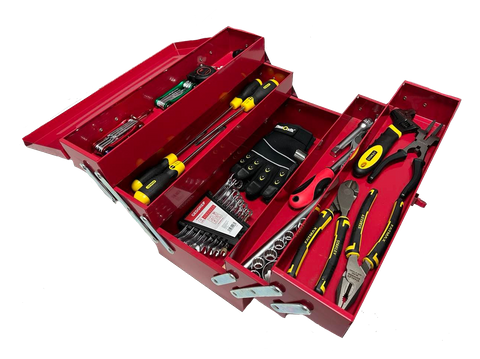 TOOLKIT 72PCES IN RED CANTILEVER TOOLBOX