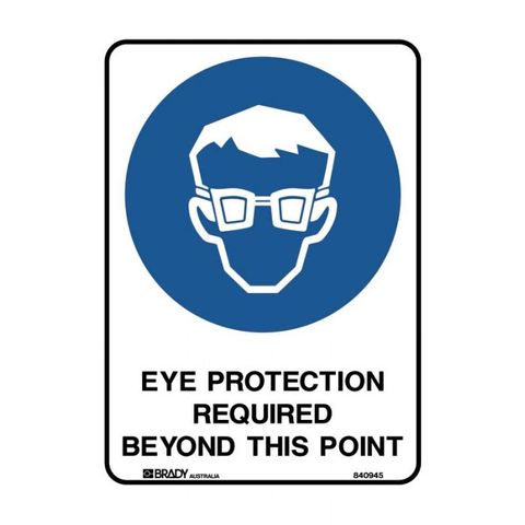 SIGN EYE PROTECT BEYOND THIS POINT MTL 225X300MM