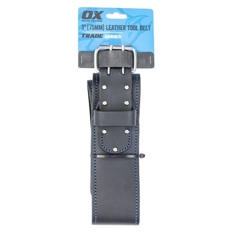 BLACK LEATHER BELT - 3"