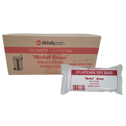 BIN LINER WHITE 27L  (BOX1000)