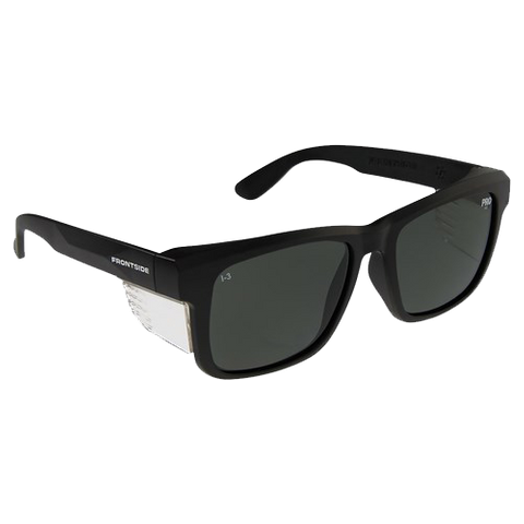 GLASSES SAFETY FRONTSIDE SMOKE LENS BLACK FRAME