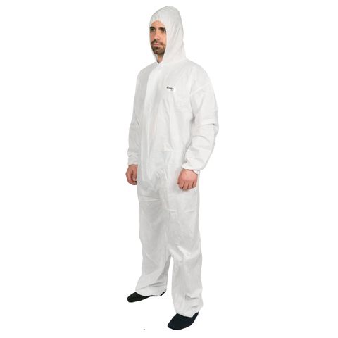 COVERALL DISPOSABLE SMS 5/6 WHITE MED