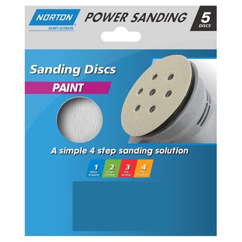 DISC SAND NORTON 150MM 240G 6H VELCRO (PK 5)