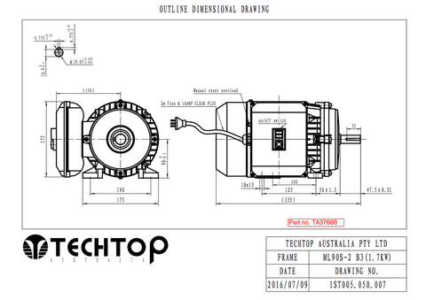 MOTOR ELEC TECHTOP SUIT SME BRICKSAW TA3766B