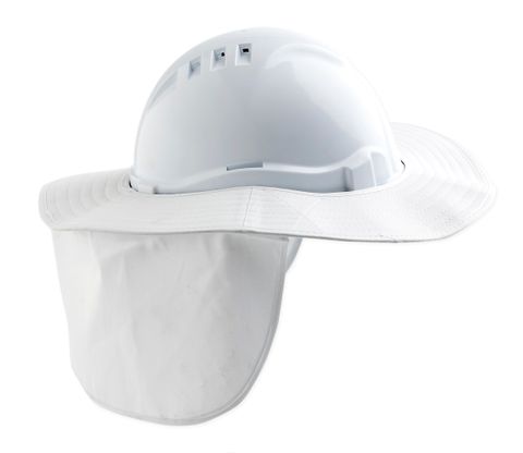 RING HARD HAT SUN PROTECTOR WITH FLAP WHITE