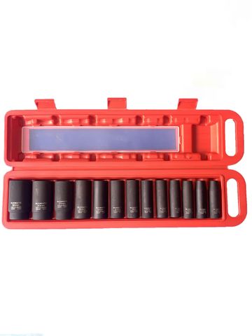 SOCKET SET IMPACT DEEP 1/2"DR 10-32MM CASE 13PCS