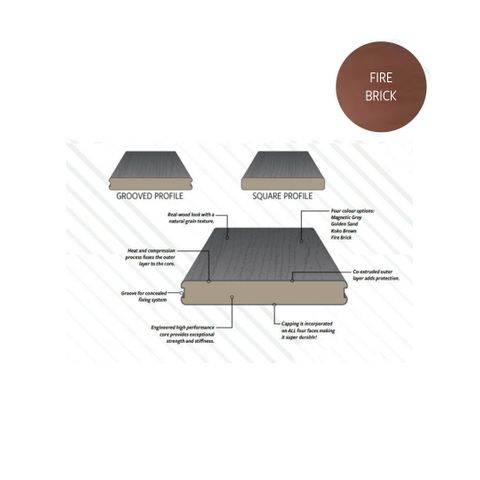 MODWOOD XTRGRD DECK SQ 137X23MM 5.4M FIRE BRICK