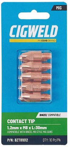 CONTACT TIP WELDSKIL 1.2MMX30MM M8 BINZEL (PK 10)
