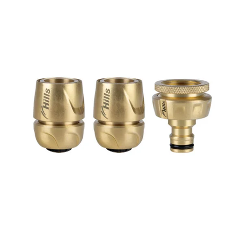 HOSE HILLS 3 PCS BRASS CONNECTOR SET 12MM DIAMETER