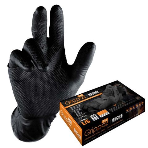 GRIPPAZ BLACK GLOVES BOX OF 50