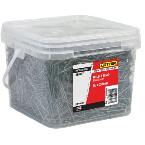 NAIL BULLET BRIGHT OTTER 75X3.75MM  (15KG PAIL)