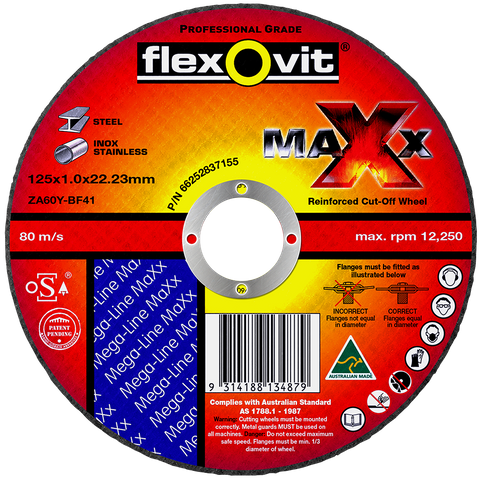 DISC CUT OFF METAL S/STEEL FLEXOVIT 115X1X22MM