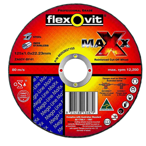 DISC CUT OFF METAL S/STEEL FLEXOVIT 125X1X22MM