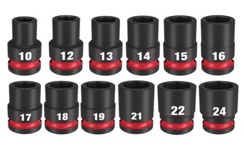 SOCKET SET IMP MILW SHOCKWAVE 1/2"DR STD MET 12PCS