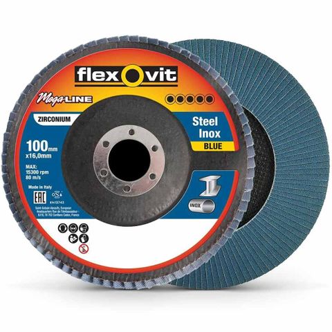 DISC FLAP FLEXOVIT 100MMX16MM 60G ZIRCONIA