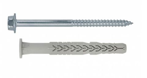 SCREW FRAMING HEX 10X120 NYLON PLUG ZINC (BOX 50)