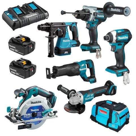 COMBO KIT MAKITA 18V B/LESS DLX6109TX1 (6 PCE)